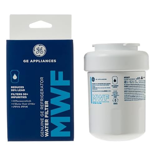 GE MWF Refrigerator Water Filter, Genuine Replacement Filter, Certified to Reduce Lead, Sulfur, and...