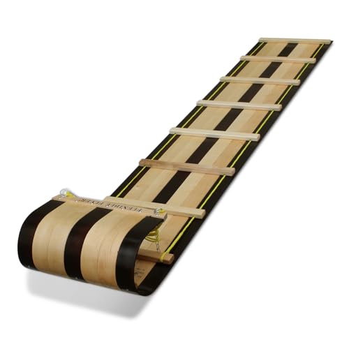 Flexible Flyer 6 Foot Classic Wood Toboggan Sled for 1 to 3 Riders (Walnut) - Long Snow Sled for...
