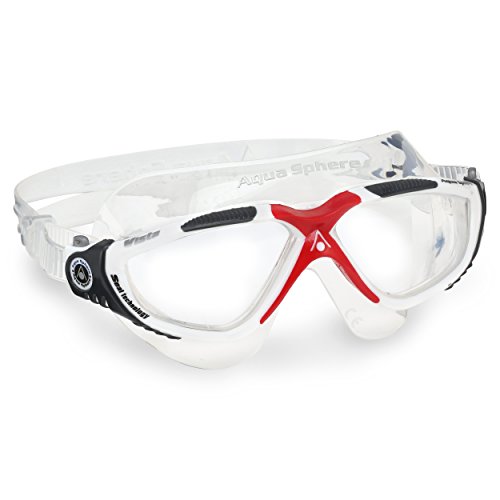 Aqua Sphere Vista Swim Mask Goggles, Clear Lens, White/Red