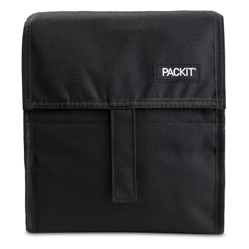 PackIt Freezable Lunch Bag, Black, Built with EcoFreeze Technology, Foldable, Reusable, Zip and Fold...