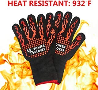 Yoheer 932F Extra-long Cut & Heat Resistant Oven Mitts with 100% Cotton Lining Good for Oven,Outdoor...