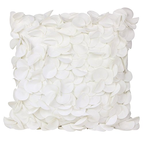 puredown Plush Pillow Shell Sofa Cushion Covers Handmade Petals Square 18X18 inch White