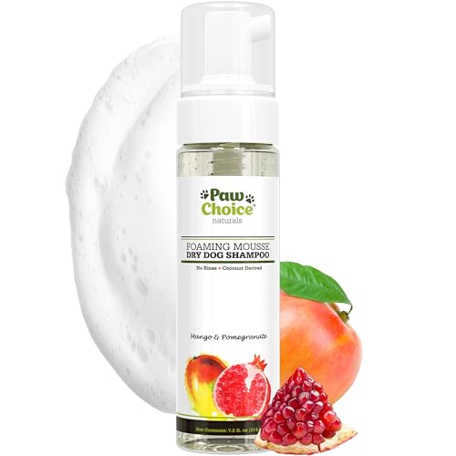 Paw Choice Dry Shampoo for Dogs - Waterless No-Rinse Foam for Odor Removal, Cleaning, Conditioning -...