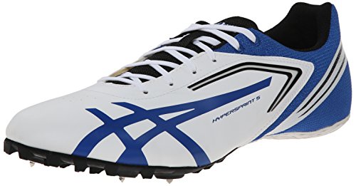 ASICS Men's Hypersprint 5 Running Shoe,White/Black/Blue,7 M US