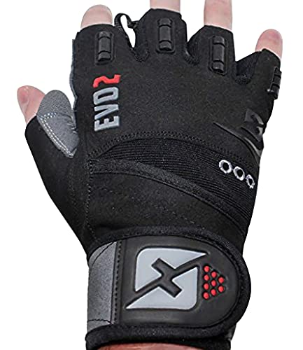 skott 2019 Evo 2 Weightlifting Gloves with Integrated Wrist Wrap Support-Double Stitching for Extra...