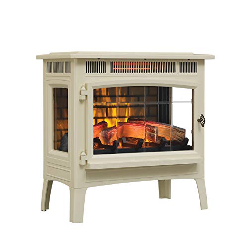 Duraflame Infrared Quartz Electric Stove Heater with 3D Flame Effect, Cream