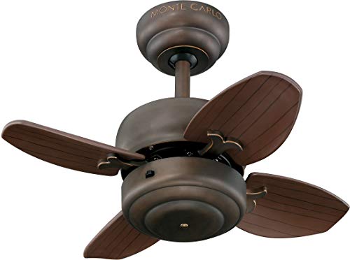 Monte Carlo 4MC20RB Mini 20' Ceiling Fan with Pull Chain for Small Space, 4 Blades, Roman Bronze