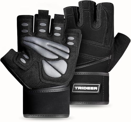 Trideer Workout Gloves for Men, Weight Lifting Gloves with Wrist Wrap Support, Full Palm Protection...