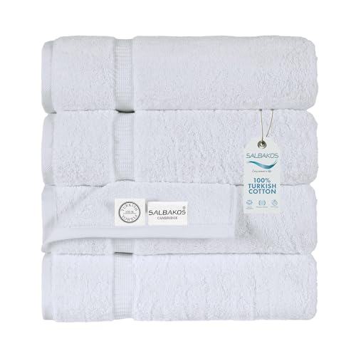 SALBAKOS - Premium 4 Piece Bath Towel Set, Made with 100% Turkish Cotton, Quick Drying, Highly...