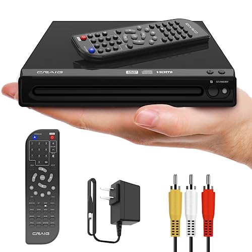 Craig CVD401A Compact HDMI DVD Player with Remote in Black | Compatible with...