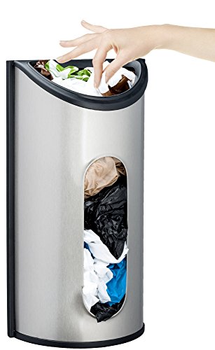 Greenco Plastic Bag Saver, Holder and Dispenser, Wall Mount Brushed Stainless Steel Storage Solution...