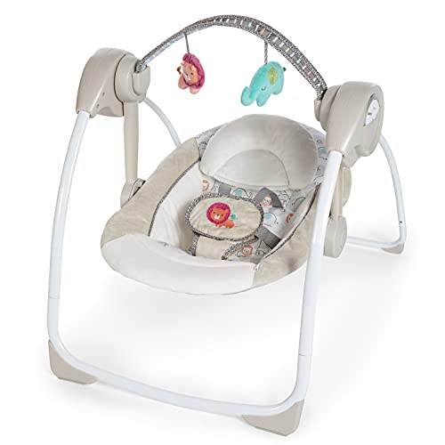 Ingenuity Soothe 'n Delight 6-Speed Compact Portable Baby Swing with Music and Toy Bar, Folds for...