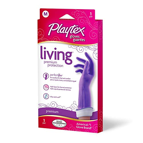 Playtex Living Reuseable Rubber Cleaning Gloves (Medium, 3 Pairs), Premium Protection Reusable...