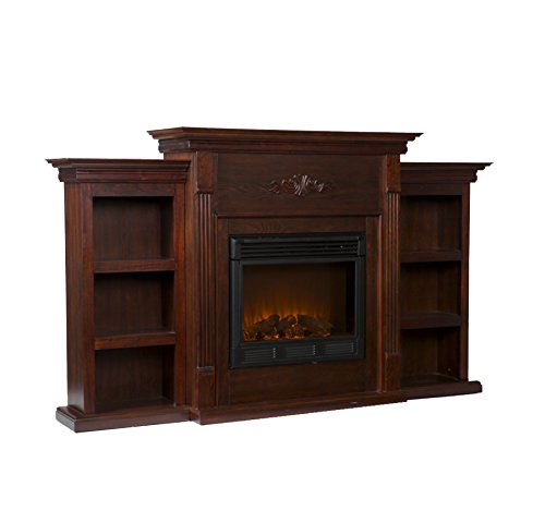 SEI Furniture Tennyson Bookcases Electric Fireplace, Espresso