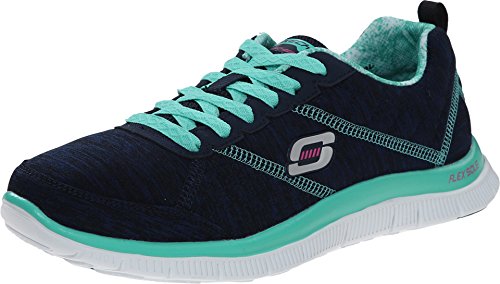 Skechers Women's Flex Appeal Pretty City Navy/Aqua 6 M