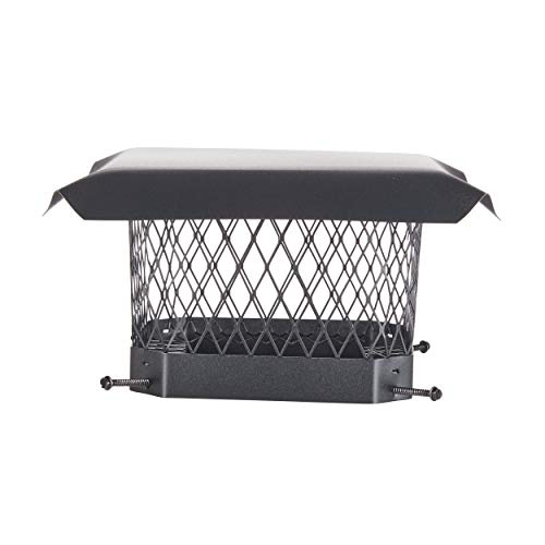 HY-C Bolt-On Chimney Cover - Black Galvanized Steel Chimney Cap, Single Chimney Flue Cover Fits...