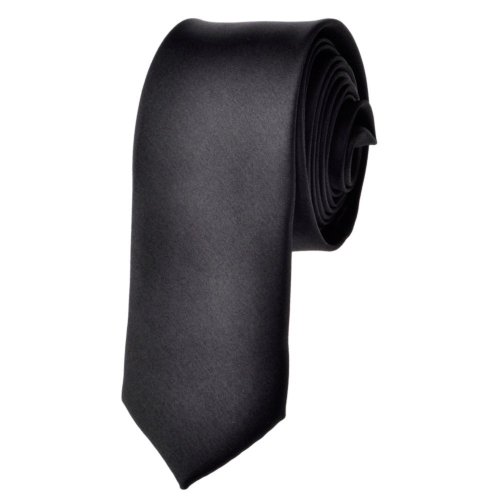 Mens Solid Skinny 2 Inch Costume Black Necktie Tie