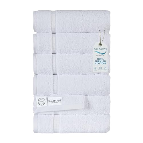 SALBAKOS - Premium 6 Piece Hand Towels Set, 100% Turkish Cotton, Quick Dry & Comfy Towels for Hotel...