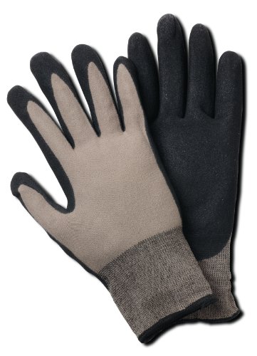 MAGID BE337T Bella Men's Comfort Flex Coated Garden Glove, Medium/Large (1 Pair), Black & Grey