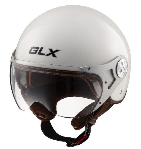 GLX Copter Style Open Face Motorcycle Helmet (Montebianco White, Small)