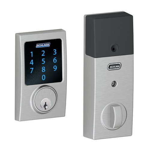 Schlage Z-Wave Connect Century Touchscreen Deadbolt with Built-In Alarm, Satin Chrome, BE469 CEN...