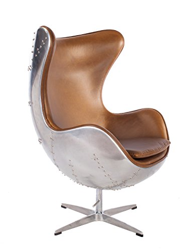 Hand-Hammered Aviator Aluminum Mid Century Modern Classic Arne Jacobsen Style Egg Replica Lounge...