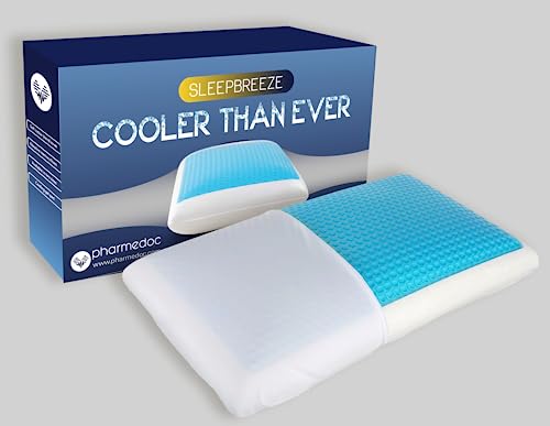 Pharmedoc Contour Memory Foam Pillow w/Cooling Gel Technology - Orthopedic Curved Support Pillow...