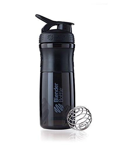 BlenderBottle SportMixer Tritan Grip Shaker Bottle, Black/Black, 28-Ounce