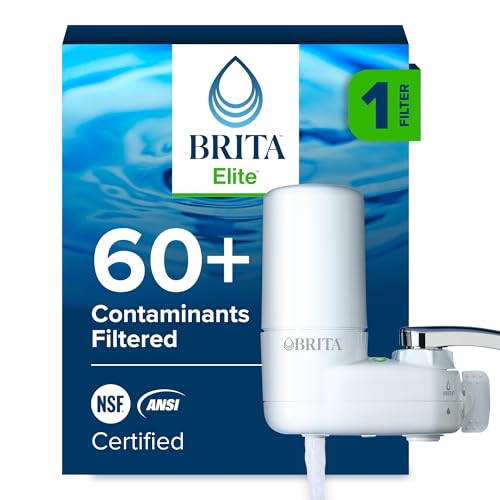 Brita Faucet Mount Water Filter System, White, No-Wait Filtration, Easy Install, Multi-Use Tap Water...