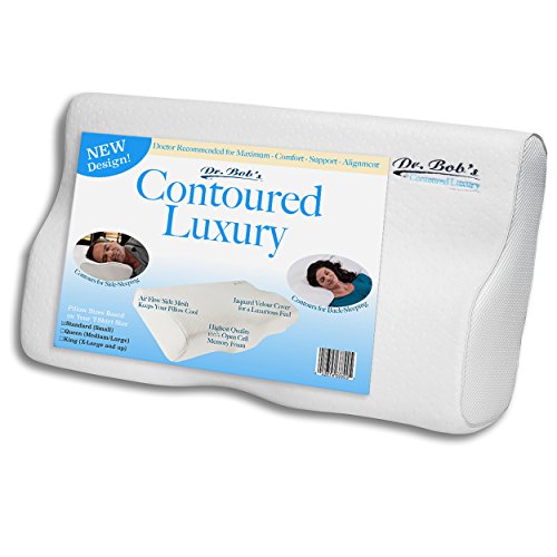 Dr. Bob's Contoured Luxury - Neck and Cervical Pillow Memory Foam Contours for Back-Sleeping and...