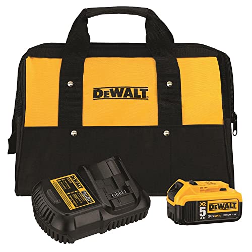 DEWALT 20V MAX 5 Ah Lithium Ion Battery and Charger Kit with Bag (DCB205CK)