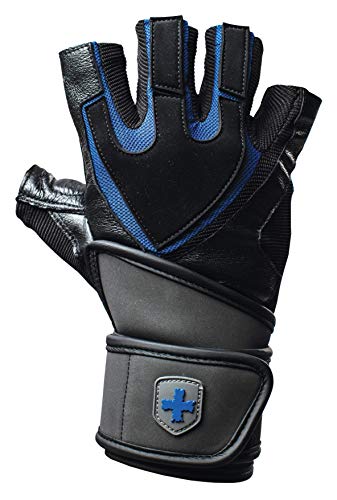 Harbinger Training Grip Wristwrap Weightlifting Gloves with TechGel-Padded Leather Palm (Pair)