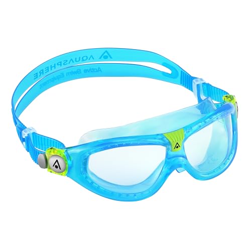 Aqua Sphere Seal Kid 2 Swim Mask with Clear Lens (Aqua/Lime). UV Protection Anti-Fog Swim Goggles...