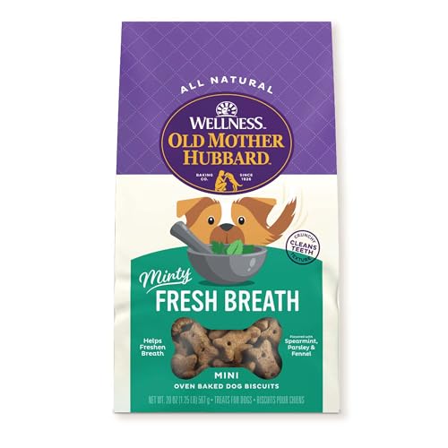 Old Mother Hubbard Wellness Minty Fresh Breath Dog Biscuits, Natural, Training Treats, Spearmint,...