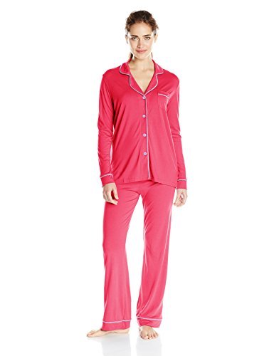 Cosabella Women's Bella Long Sleeve Top and Pant Set, Garnet/Issus, Medium