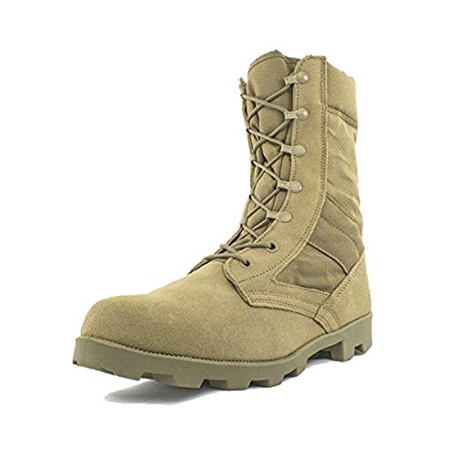 Bufferzone Men's 9' Tan Military Tactical Boot with Zipper, 13M