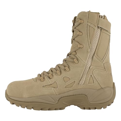 Reebok mens Rapid Response Rb Safety Toe 8' Stealth With Side Zipper Military & Tactical Boot,...