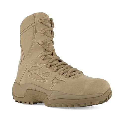 Reebok mens Rapid Response Rb Safety Toe 8' Stealth With Side Zipper Military & Tactical Boot,...