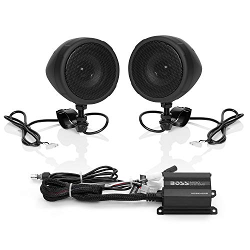 BOSS Audio Systems MCBK420B Motorcycle Bluetooth Speaker System - Class D Compact Amplifier, 3 Inch...