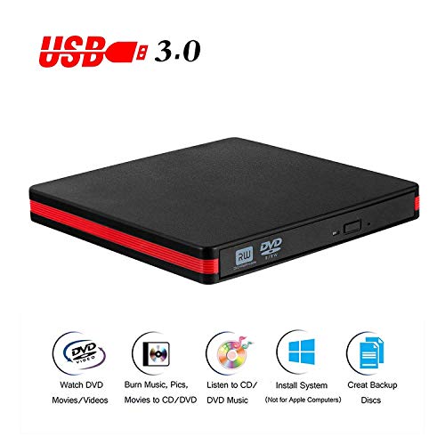 Cocopa External CD DVD Drive USB 3.0 Portable CD DVD +/-RW Drive Slim DVD/CD ROM Rewriter Burner...