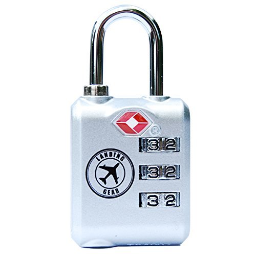 TSA Lock Heavy Duty 3 Digit Combination Luggage Padlock Travel Security Approved (Silver)