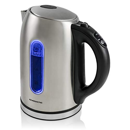 Ovente Electric Stainless Steel Hot Water Kettle 1.7 Liter with 5 Temperature Control & Concealed...