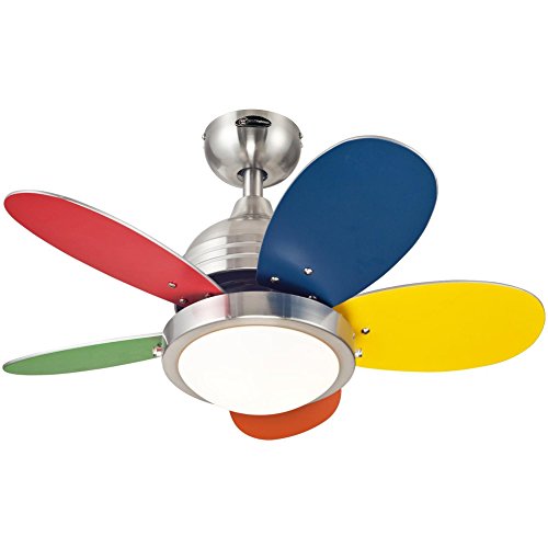 Westinghouse Lighting 7247500 Roundabout Indoor Ceiling Fan with Light, 30 Inch, Brushed Nickel