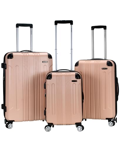 Rockland London Hardside Expandable Luggage with Spinner Wheels, Beige, 28-24-20-Inch