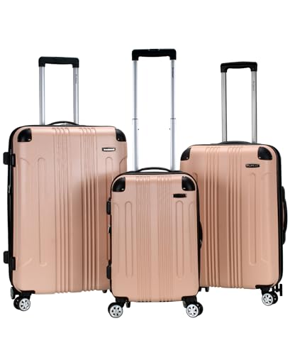 Rockland London Hardside Spinner Wheel Luggage, Beige, 28-24-20-Inch