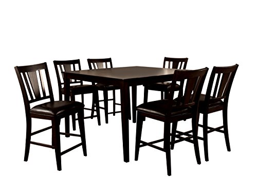 Furniture of America 7-Piece Hearst Rectangular Dining Table and Chair Set, Espresso Finish
