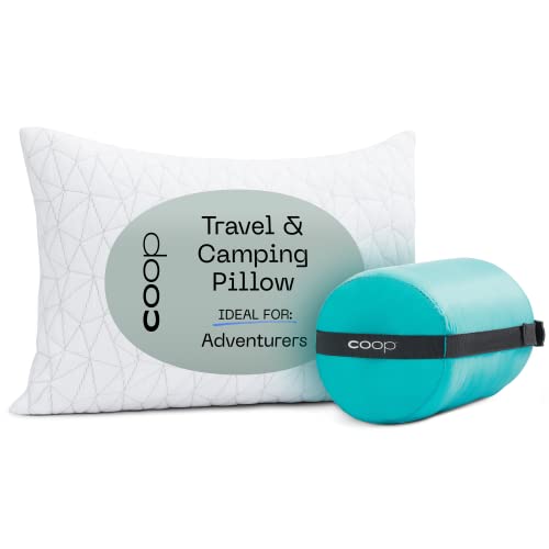 Coop Home Goods Adjustable Travel Pillow -Small Camping Pillow For Sleeping with Compressible Stuff...
