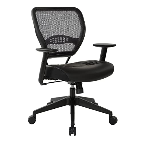 SPACE Seating Professional AirGrid Dark Back and Padded Black Eco Leather Seat, 2-to-1 Synchro Tilt...