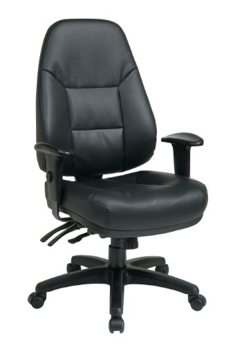 Office Star Deluxe Multi Function High Back Eco Leather Office Chair with Ratchet Back and 2-Way...