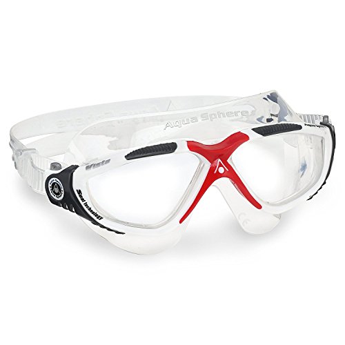 Aqua Sphere Vista Swim Mask Goggles, Clear Lens, White/Red